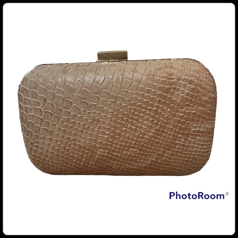 Hardcase pink snakeskin clutch